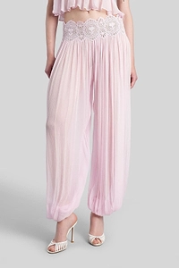 Retrofete Dreamy Pleated Lace-Trim Pants