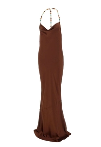 Retrofete Finley Beaded Cowl-Neck Dress