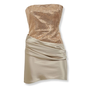 Retrofete Marieta Embellished Draped Strapless Mini Dress