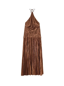 Retrofete Pleated Lurex Halterneck Dress