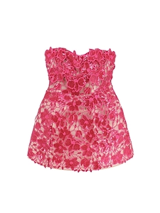 Retrofete Strapless Sequin Lace Mini Dress