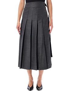 RÓHe Pleated Wrap Midi Skirt