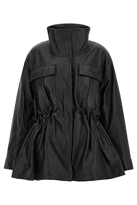 RÓHe Sculpturaj Draped Leather Jacket