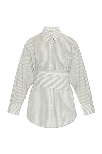 RÓHe Wrap Belt Striped Shirt