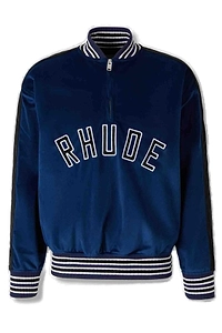 Rhude Velour Track Quarter Zip-Up Sweatshirt