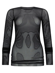 Rick Owens Lilies Sheer Long-Sleeve Top