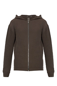 Rick Owens Ribbed Zip-Up Hooded Cardigan