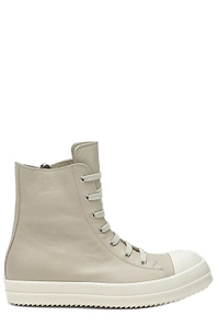 Rick Owens Round Toe High-Top Sneakers