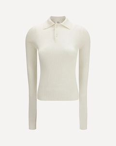 Rier Ribbed Long Sleeve Polo Top