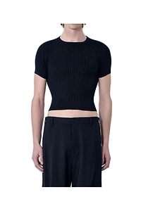 Rier Ribbed-Knit Short-Sleeved T-Shirt