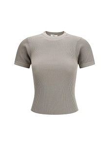 Ribbed-Knit Short-Sleeved T-Shirt