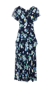Rixo Floral Printed V-Neck Dress