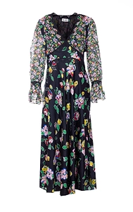 Rixo Long Sleeve Floral Dress