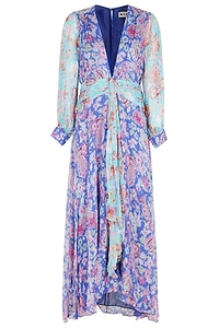 Rixo Long Sleeved V-Neck Dress