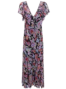 Rixo V-Neck Floral Print Dress