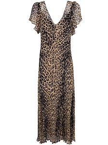 Rixo V-Neck Leopard Print Dress