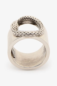 Roberto Cavalli Logo Engraved Snake Ring