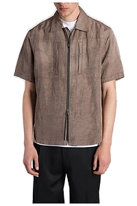Roberto Collina Zip-Up Short-Sleeve Laminated Shirt