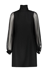 Rochas High-Neck Semi-Sheer Mini Dress