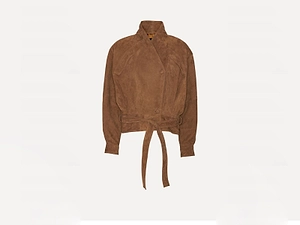 Belted Suede Bomber Jacket