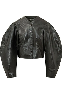 Rotate Cropped Fitted Leather Jacket
