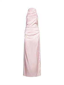 Rotate Halterneck Ruched Sleeveless Maxi Dress