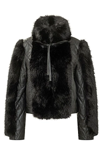 Rotate Quilted Faux Fur Hooded Jacket