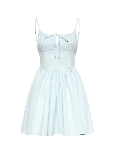 Rotate Ruched Tie-Strap Mini Dress