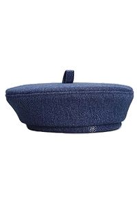 Logo Embroidered Denim Beret