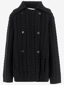Sa Su Phi Cable Knit Double-Breasted Jacket