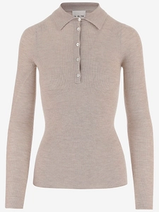 Sa Su Phi Ribbed Long Sleeve Knitted Polo Top