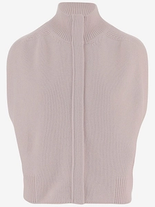 Zip High Neck Sleeveless Knitted Sweater