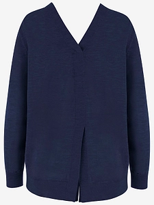 V-Neck Split-Hem Knitted Sweater