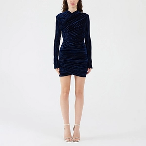 Draped Velvet Mini Dress