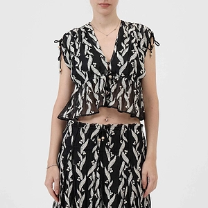 Sabina Musayev Drawstring Printed Top
