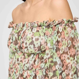 Smocked Off-Shoulder Midi Dress