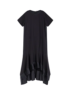 Sacai Ruffled Asymmetric Crewneck Dress