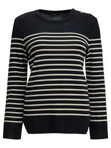 Saint James Striped Elbow-Patch Knitted Sweater