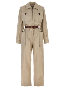 Saint Laurent Belted Long-Sleeved Jumpsuit