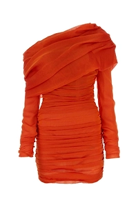 Saint Laurent Ruched One-Shoulder Dress