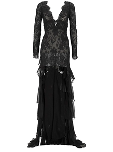 Saint Laurent Ruffled V-Neck Laced Dress