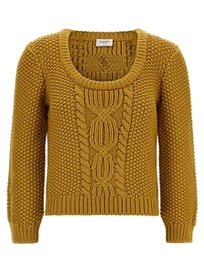 Saint Laurent Scoop-Neck Cable-Knit Jumper