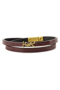 Saint Laurent Thin Double-Wrap Embossed Bracelet