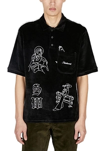 Saintwoods Graphic Embroidered Velour Polo Shirt