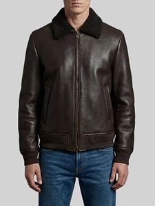 Shearling Collar Bomber Jacket