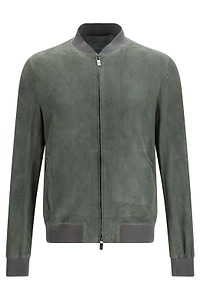Ribbed Collar Bomber Jacket