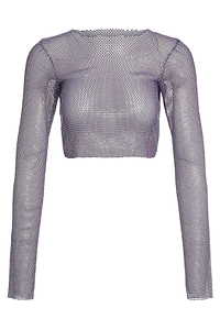 Santa Brands Rhinestone Mesh Crop Top
