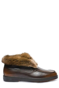 Santoni Shearling Slip-On Loafers