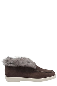 Santoni Shearling-Trim Desert Boots
