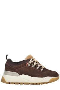 Santoni Shearling-Trim Low-Top Sneakers